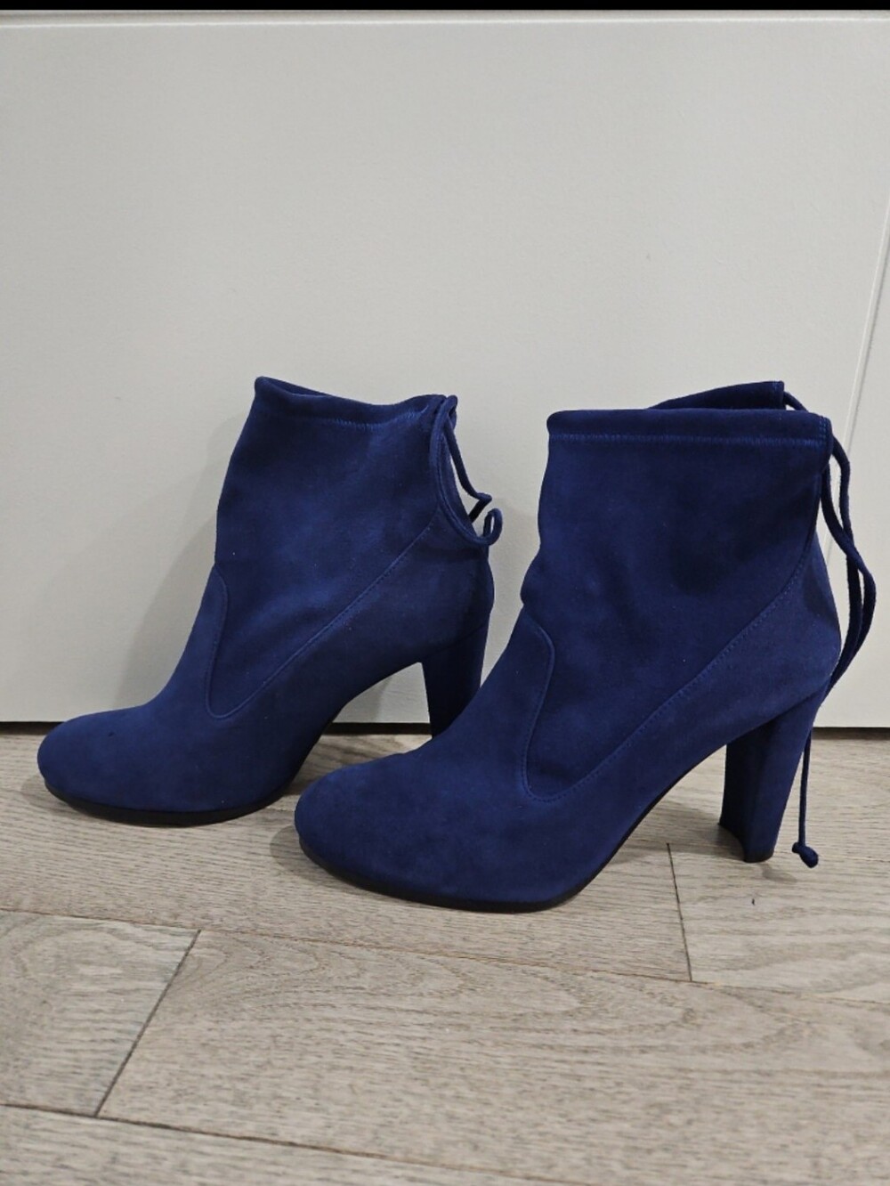 Stuart Weitzman Suede Ankle Booties - Deep Navy